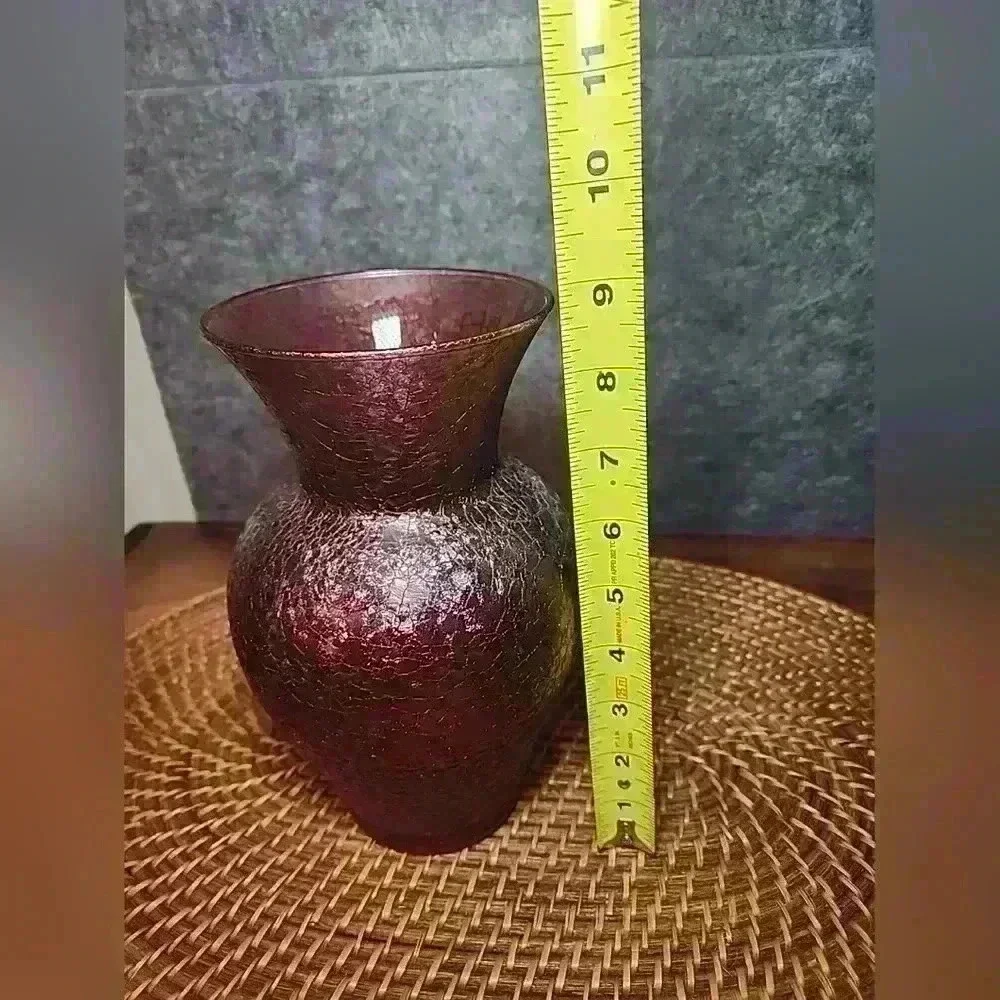 Egg shell textured glass vase Dark Burgundy Wine Made USA